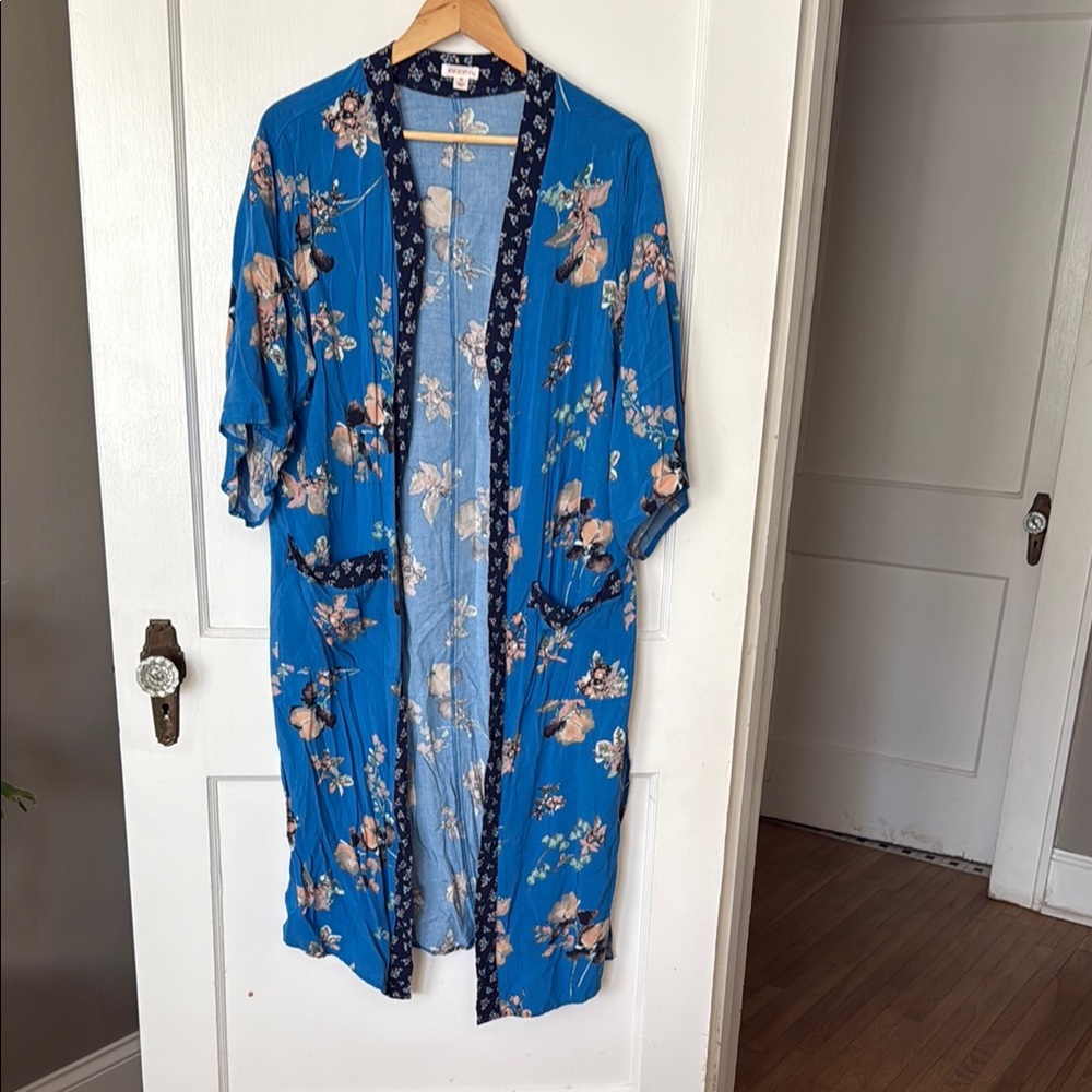 Floral Blue Kimono Cardigan